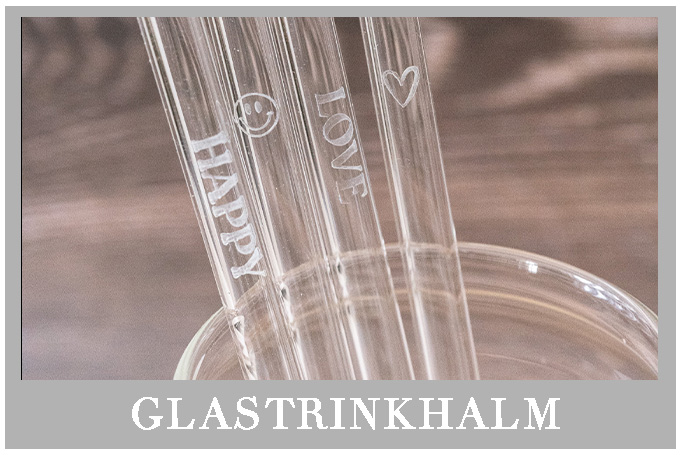 Glastrinkhalm-Set aus Borosilikatglas – 4 gravierte Trinkhalme mit Reinigungsbürste, spülmaschinenfest