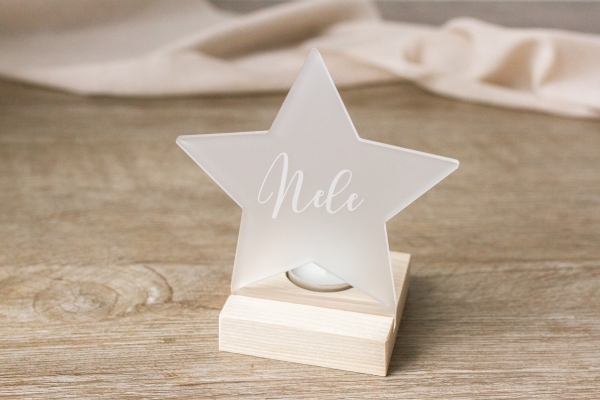 Teelichthalter Stern mit Name