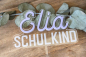 Preview: Cake Topper "Schulkind" mit Namen – Tortenstecker zur Einschulung