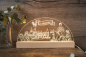 Preview: LED-Lampe Aschenbrödel mit graviertem Schloss Moritzburg, Märchenfiguren und Pferd auf Acrylglas-Halbbogen mit Holzsockel, warmweiß leuchtend