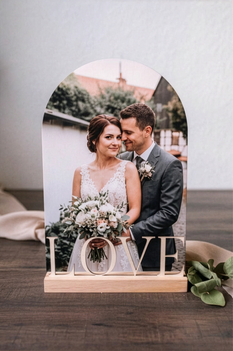 Preview: Holzbild Set No.08 – Foto auf Birkenholz mit Fotoleiste & Schriftzug