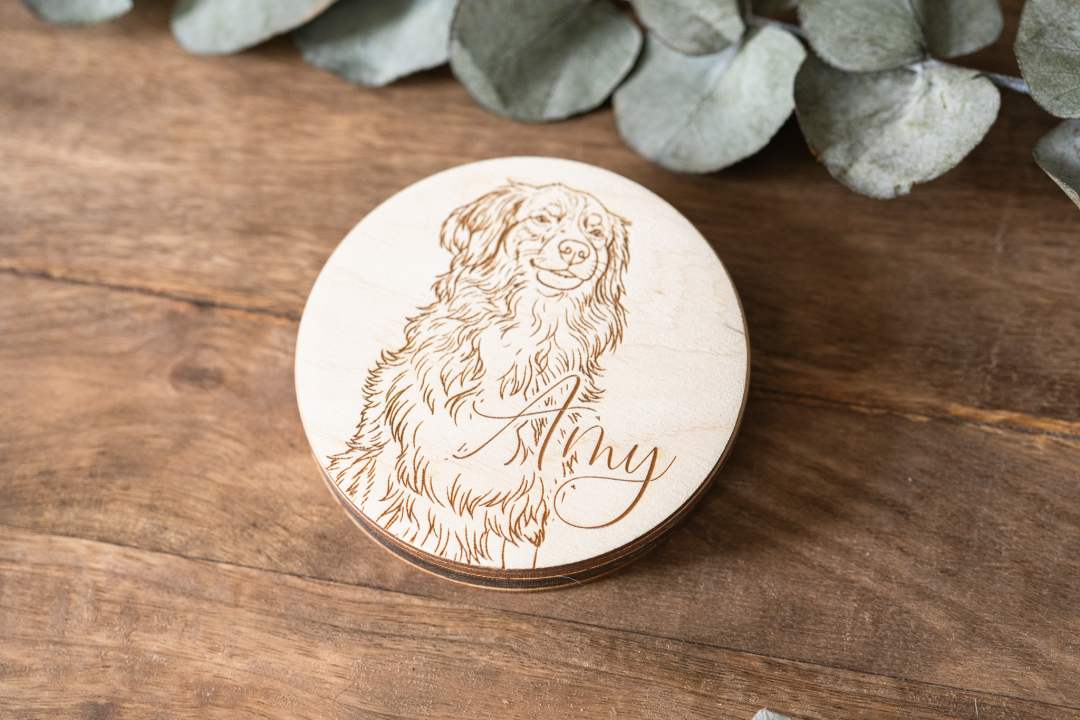 Preview: Set No.18 - USB-Stick mit Holzbox rund – personalisiert mit Name