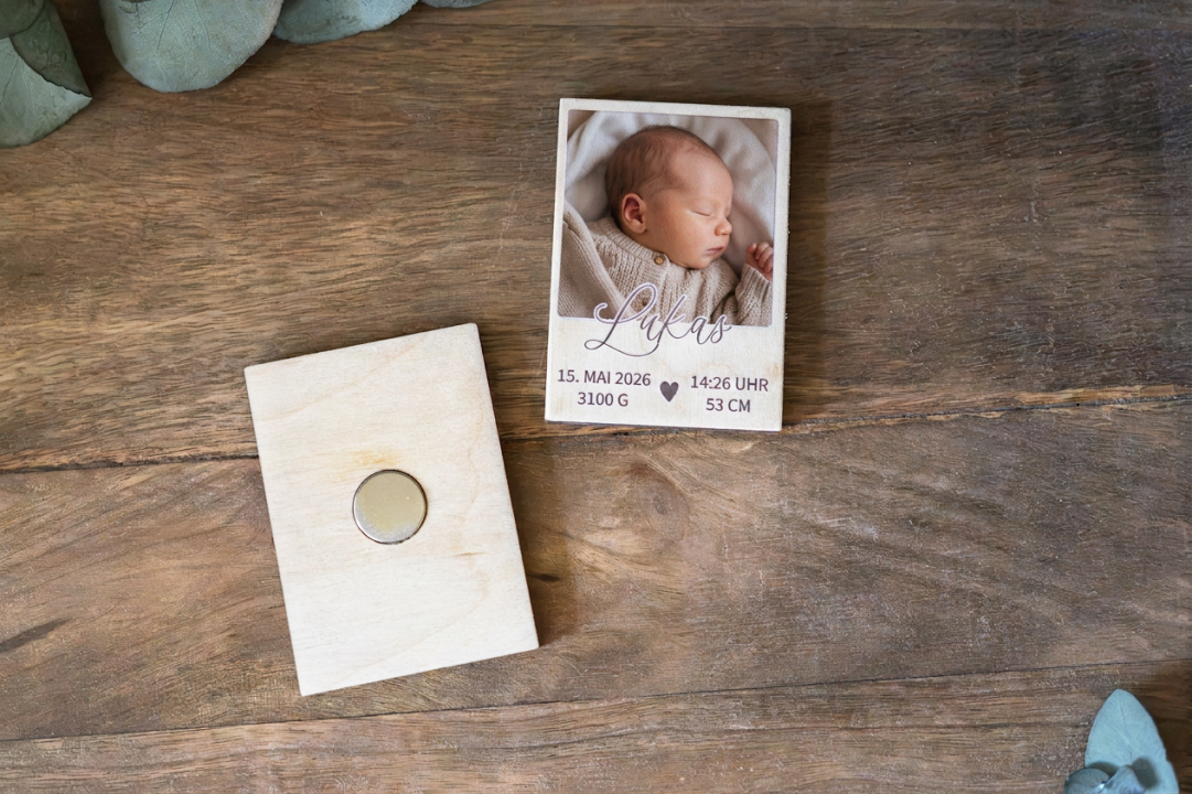 Preview: Foto-Magnet "Baby" mit Namen, Geburtsdaten und Foto