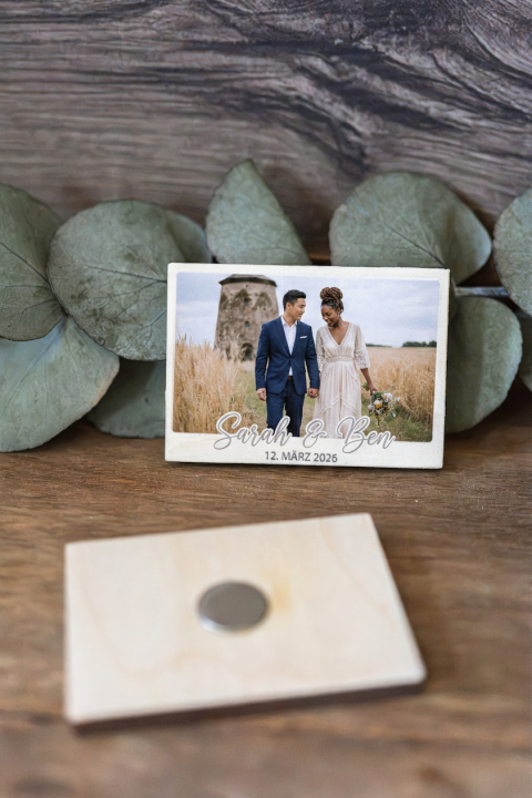 Preview: Foto-Magnet "Brautpaar" mit Namen, Datum und Foto