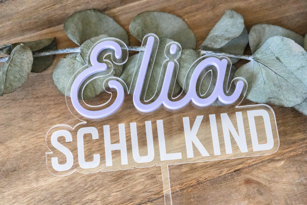 Cake Topper "Schulkind" mit Namen – Tortenstecker zur Einschulung
