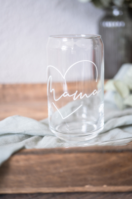 Preview: Can Glas -  Longdrinkglas mit Herz &  Mama | Papa | Oma | Opa