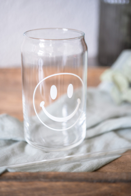 Preview: Can Glas - Longdrinkglas mit Smiley