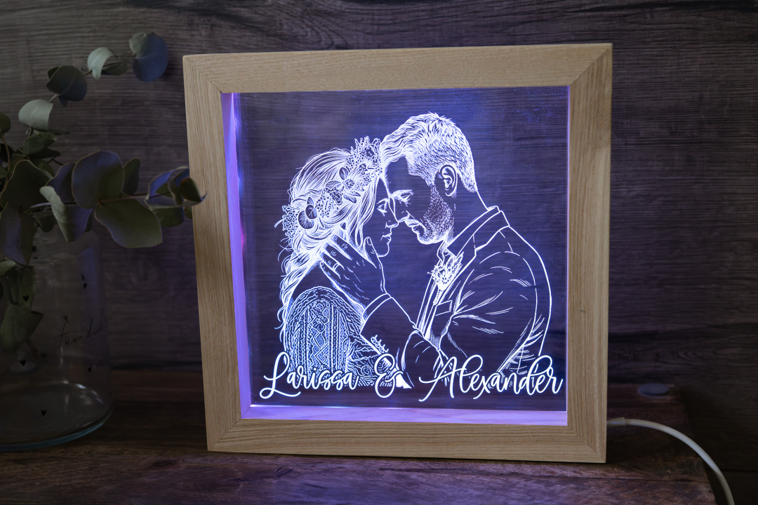 LED Bilderrahmen mit Foto personalisiert