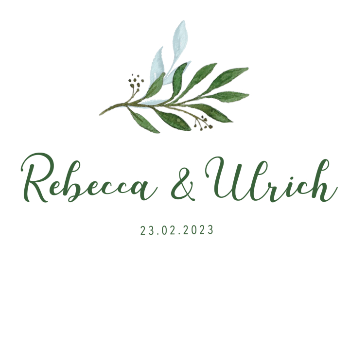 Personalisierte Holzbox mit grünem Blättermotiv sowie Namen und Datum