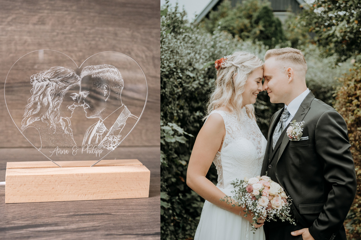 Lampe Herz mit Foto und Personalisierung