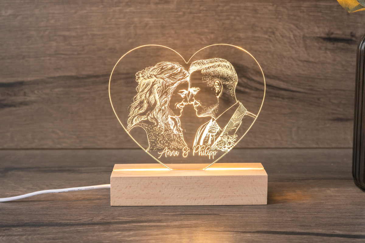 Lampe Herz mit Foto und Personalisierung