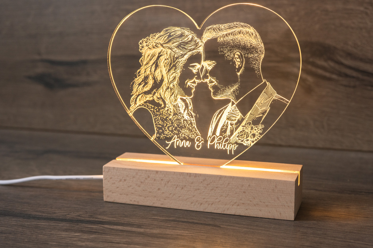 Lampe Herz mit Foto und Personalisierung
