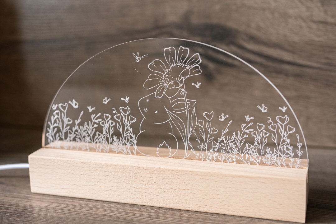 Lampe / Nachtlicht Hase mit Blume