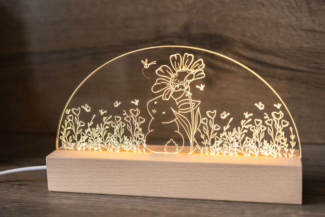 Lampe / Nachtlicht Hase mit Blume