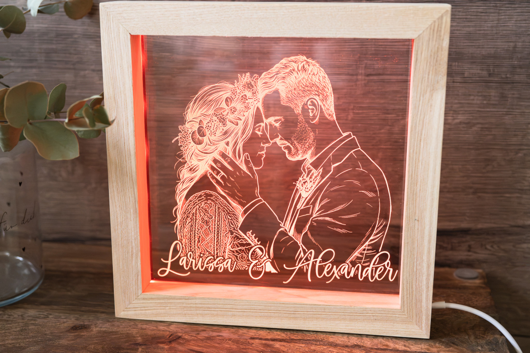 LED Bilderrahmen mit Foto personalisiert